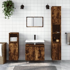 3-piece bathroom furniture set smoked oak plywood by vidaXL, Bathroom furniture - Ref: Foro24-3190280, Price: 158,55 €, Disco...