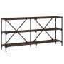 Console table made of iron and engineered oak wood, brown color, measuring 160x30x75 cm. by vidaXL, Side tables - Ref: Foro24...