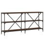 Console table made of iron and engineered oak wood, brown color, measuring 160x30x75 cm. by vidaXL, Side tables - Ref: Foro24...