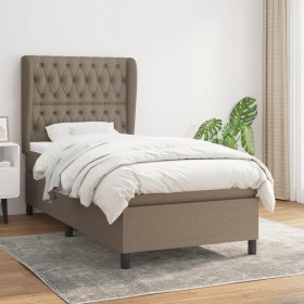 Box spring bed with taupe gray fabric mattress 100x200 cm by vidaXL, Beds and slatted bases - Ref: Foro24-3128185, Price: 412...