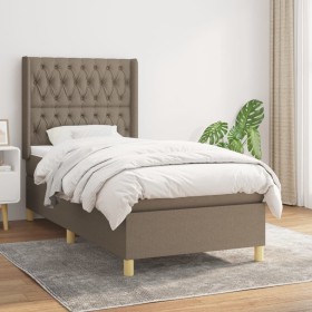 Box spring bed with taupe gray fabric mattress 100x200 cm by vidaXL, Beds and slatted bases - Ref: Foro24-3132213, Price: 416...