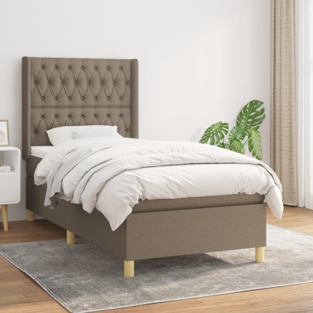 Cama box spring con colchón tela gris taupe 100x200 cm de vidaXL, Camas y somieres - Ref: Foro24-3132213, Precio: 416,47 €, D...