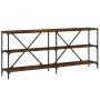 Console table iron wood engineered smoked oak 180x30x75cm by vidaXL, Side tables - Ref: Foro24-832855, Price: 79,28 €, Discou...