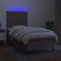 Box spring bed with mattress and LED lights taupe gray fabric 100x200 cm by vidaXL, Beds and slatted bases - Ref: Foro24-3134...