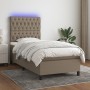 Boxspringbett mit Matratze und LED-Leuchten taupegrauer Stoff 100x200 cm von vidaXL, Betten und Lattenroste - Ref: Foro24-313...