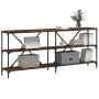 Mesa consola hierro madera ingeniería roble ahumado 180x30x75cm de vidaXL, Mesas auxiliares - Ref: Foro24-832855, Precio: 79,...