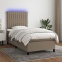 Boxspringbett mit Matratze und LED-Leuchten taupegrauer Stoff 100x200 cm von vidaXL, Betten und Lattenroste - Ref: Foro24-313...