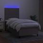 Boxspringbett mit Matratze und LED-Leuchten taupegrauer Stoff 100x200 cm von vidaXL, Betten und Lattenroste - Ref: Foro24-313...