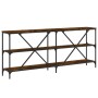 Console table iron wood engineered smoked oak 180x30x75cm by vidaXL, Side tables - Ref: Foro24-832855, Price: 79,28 €, Discou...