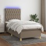 Boxspringbett mit Matratze und LED-Leuchten taupegrauer Stoff 100x200 cm von vidaXL, Betten und Lattenroste - Ref: Foro24-313...