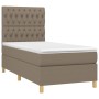 Boxspringbett mit Matratze und LED-Leuchten taupegrauer Stoff 100x200 cm von vidaXL, Betten und Lattenroste - Ref: Foro24-313...