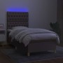 Boxspringbett mit Matratze und LED-Leuchten taupegrauer Stoff 100x200 cm von vidaXL, Betten und Lattenroste - Ref: Foro24-313...