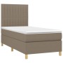 Boxspringbett mit Matratze und LED-Leuchten taupegrauer Stoff 100x200 cm von vidaXL, Betten und Lattenroste - Ref: Foro24-313...