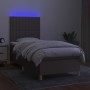 Boxspringbett mit Matratze und LED-Leuchten taupegrauer Stoff 100x200 cm von vidaXL, Betten und Lattenroste - Ref: Foro24-313...