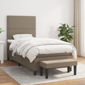 Cama box spring con colchón tela gris taupe 100x200 cm de vidaXL, Camas y somieres - Ref: Foro24-3136497, Precio: 399,99 €, D...