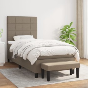 Cama box spring con colchón tela gris taupe 100x200 cm de vidaXL, Camas y somieres - Ref: Foro24-3136577, Precio: 414,86 €, D...