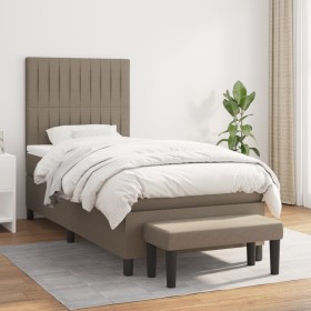 Box spring bed with taupe gray fabric mattress 100x200 cm by vidaXL, Beds and slatted bases - Ref: Foro24-3136737, Price: 416...