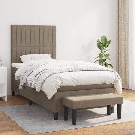 Cama box spring con colchón tela gris taupe 100x200 cm de vidaXL, Camas y somieres - Ref: Foro24-3136737, Precio: 408,38 €, D...