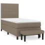 Cama box spring con colchón tela gris taupe 100x200 cm de vidaXL, Camas y somieres - Ref: Foro24-3136737, Precio: 408,38 €, D...