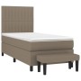 Cama box spring con colchón tela gris taupe 100x200 cm de vidaXL, Camas y somieres - Ref: Foro24-3136737, Precio: 408,38 €, D...