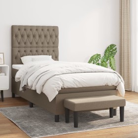 Box spring bed with taupe gray fabric mattress 100x200 cm by vidaXL, Beds and slatted bases - Ref: Foro24-3136817, Price: 433...