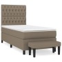 Cama box spring con colchón tela gris taupe 100x200 cm de vidaXL, Camas y somieres - Ref: Foro24-3136817, Precio: 433,26 €, D...