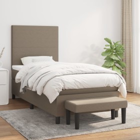 Cama box spring con colchón tela gris taupe 100x200 cm de vidaXL, Camas y somieres - Ref: Foro24-3136417, Precio: 415,88 €, D...