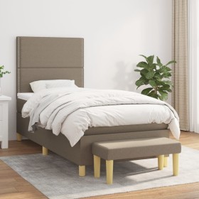 Cama box spring con colchón tela gris taupe 100x200 cm de vidaXL, Camas y somieres - Ref: Foro24-3137057, Precio: 416,43 €, D...