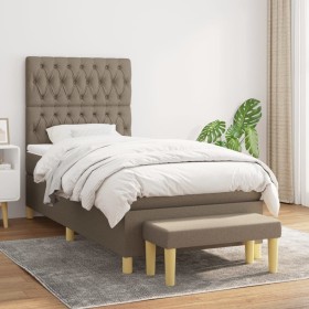 Cama box spring con colchón tela gris taupe 100x200 cm de vidaXL, Camas y somieres - Ref: Foro24-3137377, Precio: 440,09 €, D...