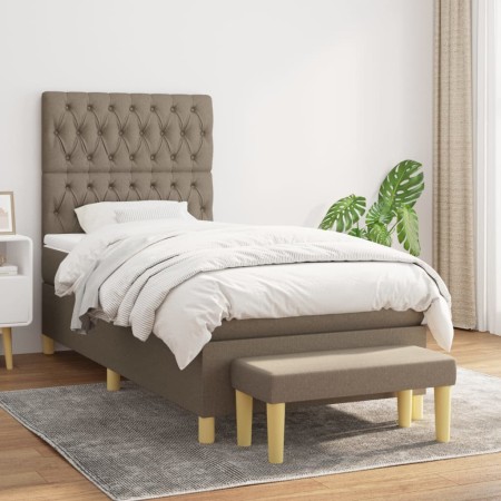 Cama box spring con colchón tela gris taupe 100x200 cm de vidaXL, Camas y somieres - Ref: Foro24-3137377, Precio: 441,70 €, D...