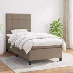 Box spring bed with taupe gray fabric mattress 100x200 cm by vidaXL, Beds and slatted bases - Ref: Foro24-3141757, Price: 382...