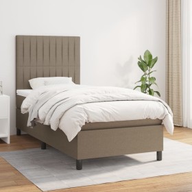 Box spring bed with taupe gray fabric mattress 100x200 cm by vidaXL, Beds and slatted bases - Ref: Foro24-3141917, Price: 383...