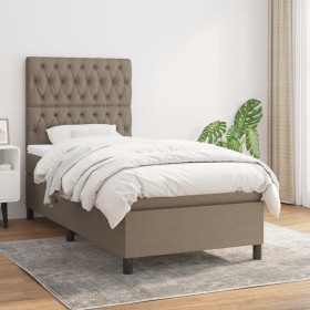 Cama box spring con colchón tela gris taupe 100x200 cm de vidaXL, Camas y somieres - Ref: Foro24-3141997, Precio: 396,99 €, D...