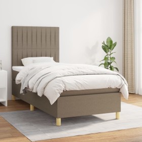 Cama box spring con colchón tela gris taupe 100x200 cm de vidaXL, Camas y somieres - Ref: Foro24-3142477, Precio: 384,99 €, D...