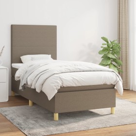 Cama box spring con colchón tela gris taupe 100x200 cm de vidaXL, Camas y somieres - Ref: Foro24-3142157, Precio: 388,71 €, D...