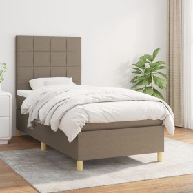 Cama box spring con colchón tela gris taupe 100x200 cm de vidaXL, Camas y somieres - Ref: Foro24-3142317, Precio: 386,12 €, D...