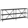 Console table iron and black engineered wood 200x30x75 cm by vidaXL, Side tables - Ref: Foro24-832858, Price: 87,10 €, Discou...