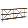 Console table iron wood engineered smoked oak 200x30x75cm by vidaXL, Side tables - Ref: Foro24-832860, Price: 91,79 €, Discou...