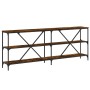 Console table iron wood engineered smoked oak 200x30x75cm by vidaXL, Side tables - Ref: Foro24-832860, Price: 86,54 €, Discou...