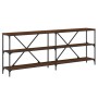 Mesa consola hierro madera ingeniería roble marrón 200x30x75 cm de vidaXL, Mesas auxiliares - Ref: Foro24-832862, Precio: 87,...