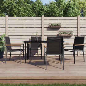 Garden dining set, 5 pieces, black steel and textilene by vidaXL, Garden sets - Ref: Foro24-3187035, Price: 329,99 €, Discoun...