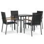 Juego de comedor para jardín 5 piezas acero y textilene negro de vidaXL, Conjuntos de jardín - Ref: Foro24-3187042, Precio: 2...