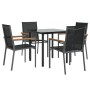 Juego de comedor para jardín 5 piezas acero y textilene negro de vidaXL, Conjuntos de jardín - Ref: Foro24-3187042, Precio: 2...