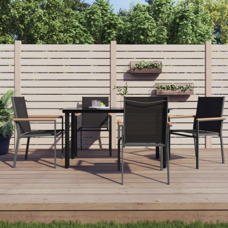 Garden dining set 5 pieces steel and black textilene by vidaXL, Garden sets - Ref: Foro24-3187043, Price: 315,99 €, Discount: %