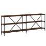 Mesa consola hierro madera ingeniería roble marrón 200x30x75 cm de vidaXL, Mesas auxiliares - Ref: Foro24-832862, Precio: 87,...