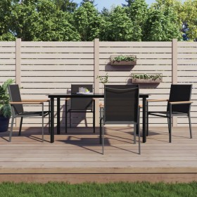 Garden dining set 5 pieces steel and black textilene by vidaXL, Garden sets - Ref: Foro24-3187045, Price: 426,42 €, Discount: %