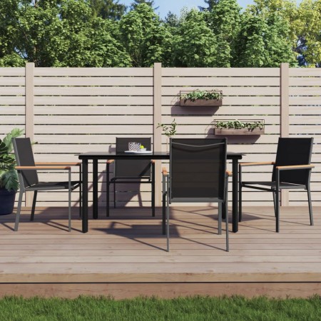 Garden dining set 5 pieces steel and black textilene by vidaXL, Garden sets - Ref: Foro24-3187045, Price: 393,99 €, Discount: %