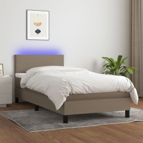 Box spring bed with LED mattress taupe gray fabric 100x200 cm by vidaXL, Beds and slatted bases - Ref: Foro24-3132977, Price:...