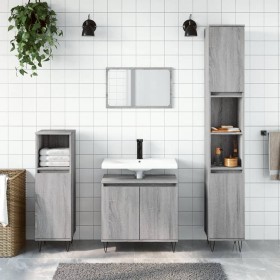 Sonoma gray plywood 3-piece bathroom furniture set by vidaXL, Bathroom furniture - Ref: Foro24-3190281, Price: 167,62 €, Disc...