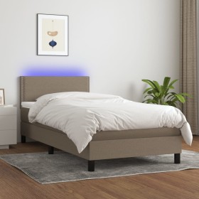 Cama box spring colchón y luces LED tela gris taupe 100x200 cm de vidaXL, Camas y somieres - Ref: Foro24-3133057, Precio: 331...